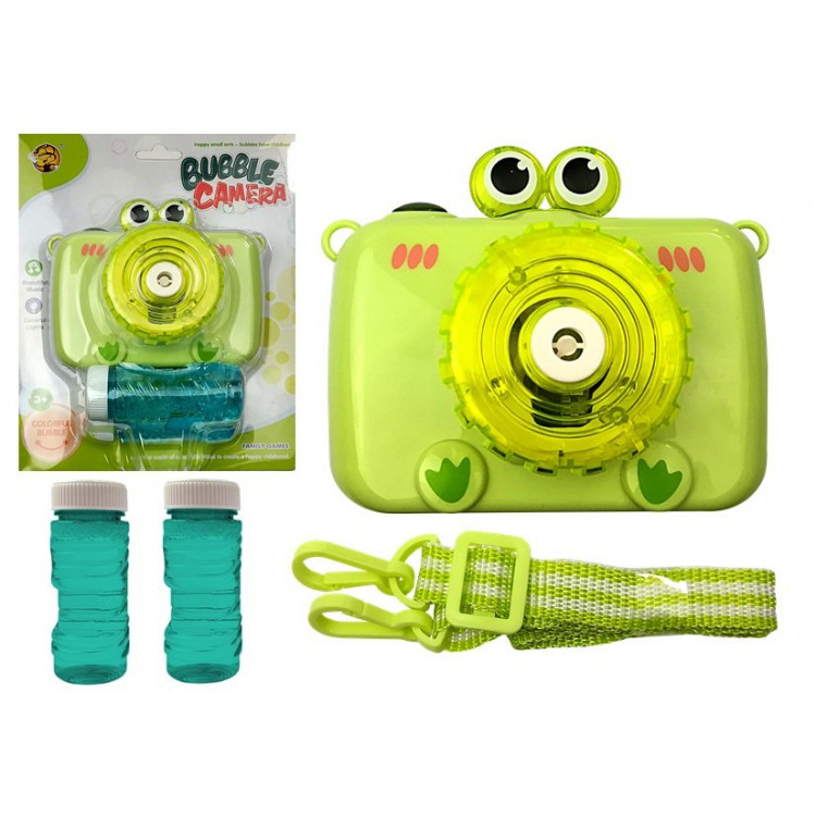 Fotoaparát vytvárajúci bubliny žaba zelená